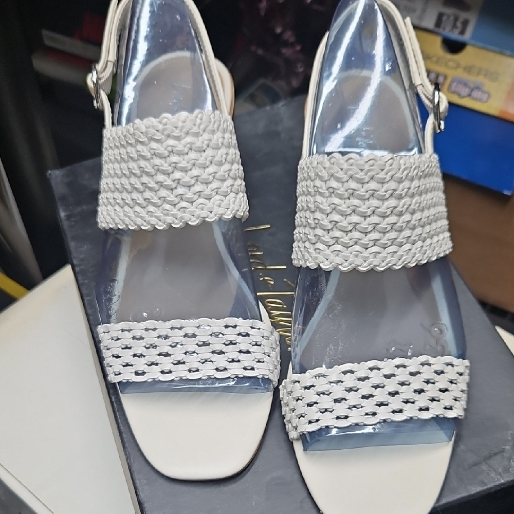 Lord & Taylor White Braided Sandals